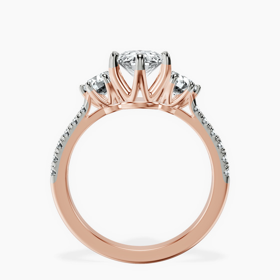 Tiara Three stone Lab Diamond Ring top view
