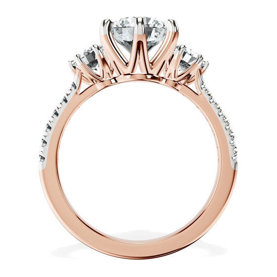 Tiara Three stone Lab Diamond Ring top view
