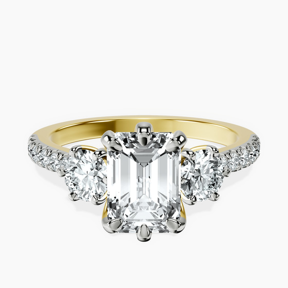 Tiara Three stone Lab Diamond Ring front view