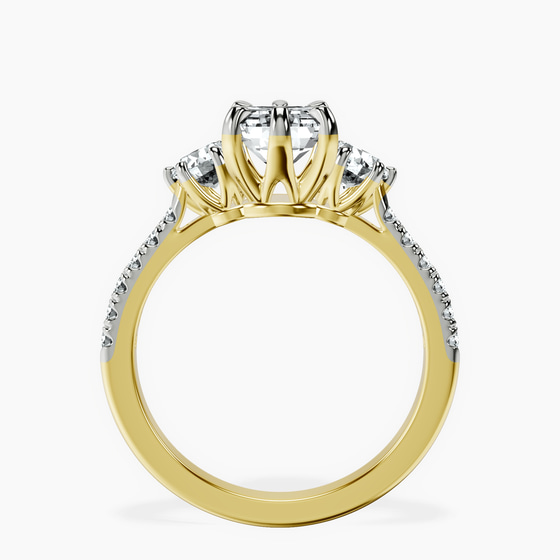 Tiara Three stone Lab Diamond Ring left view