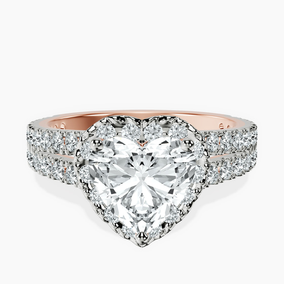 Luna Split Shank Halo Lab Diamond Ring front view