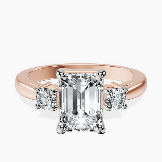 Intricacy Three stone Lab Diamond Ring front view