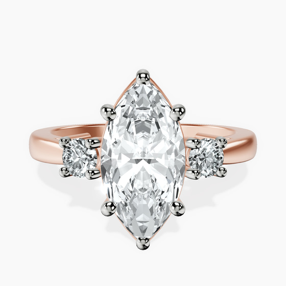 Intricacy Three stone Lab Diamond Ring front view
