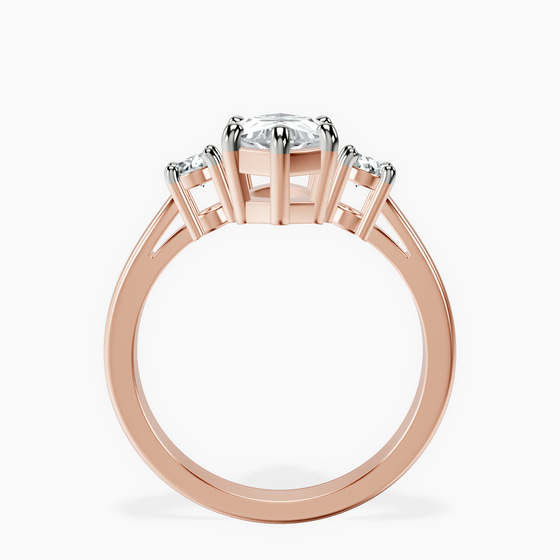 Intricacy Three stone Lab Diamond Ring left view