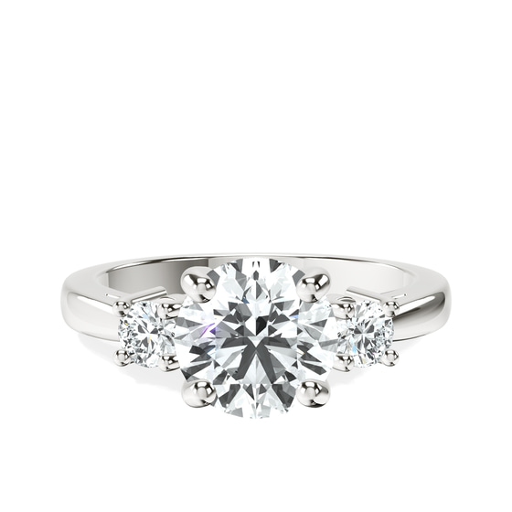 Intricacy Three stone Lab Diamond Ring front view