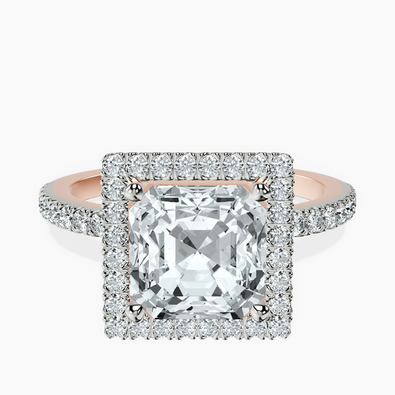 Elle classic halo Lab Diamond ring front view