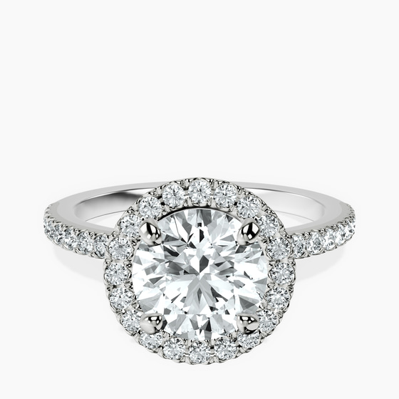 Elle classic halo Lab Diamond ring front view