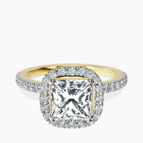 Elle classic halo Lab Diamond ring front view