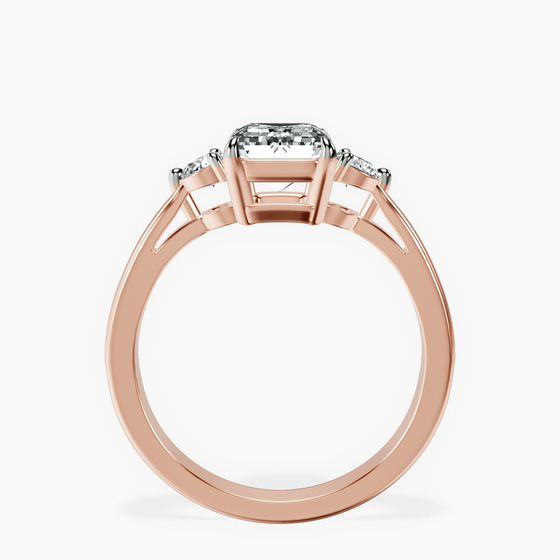 Synthia Three stone Lab Diamond Ring left view