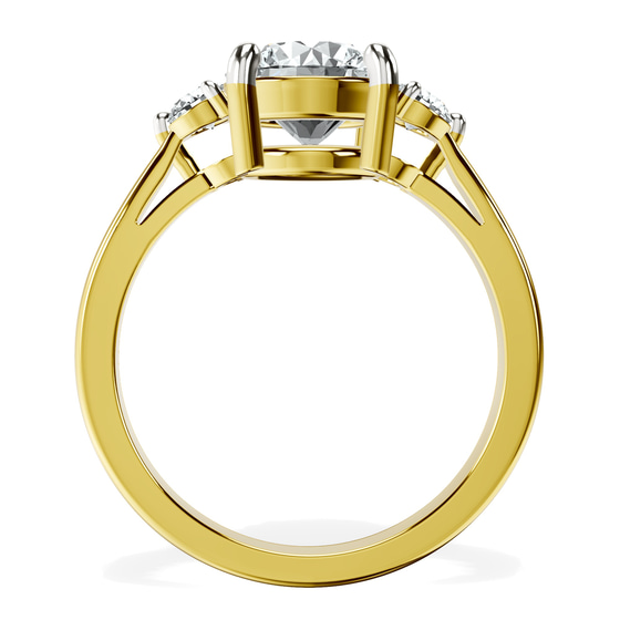 Synthia Three stone Lab Diamond Ring top view