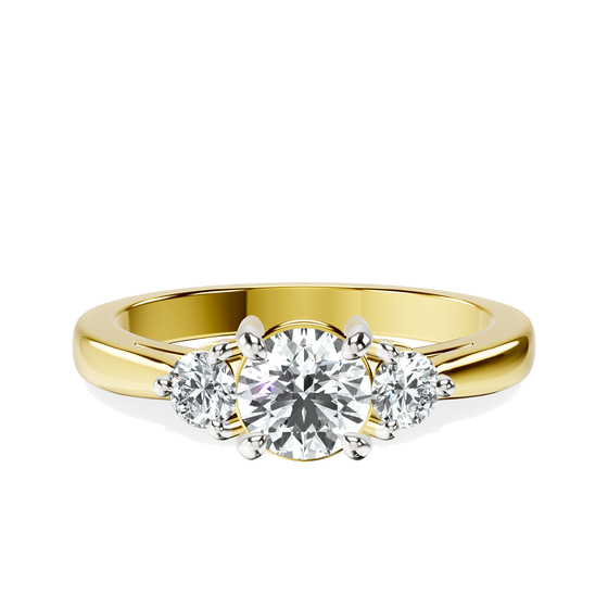 Synthia Three stone Lab Diamond Ring front view