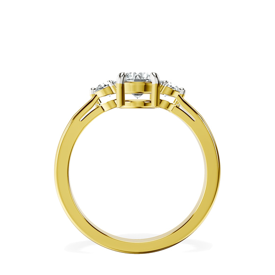 Synthia Three stone Lab Diamond Ring left view