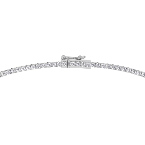 Naomi Round Lab Diamond Tennis Necklace left view