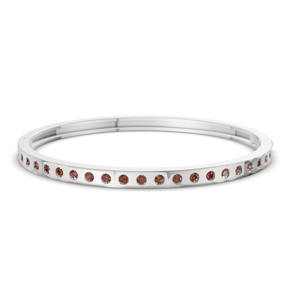 14ct White Gold Round Glow Classic Lab Diamond Openable Bangle Bracelet (3 Ct. Tw.) front image