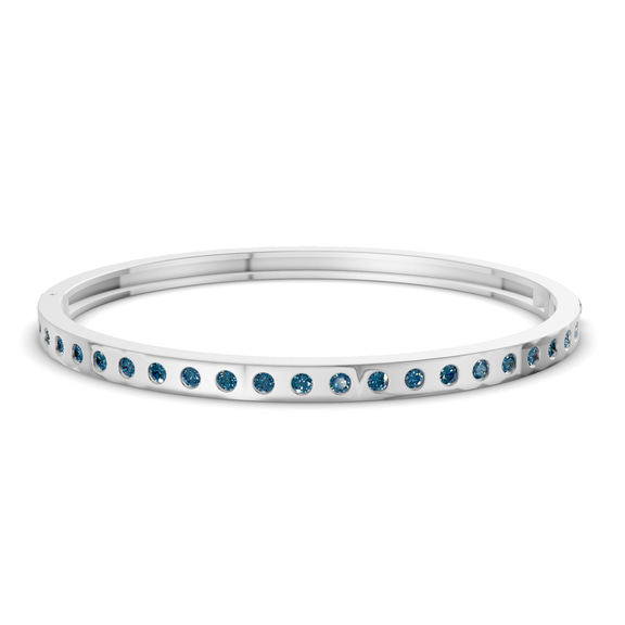 14ct White Gold Round Glow Classic Lab Diamond Openable Bangle Bracelet (3 Ct. Tw.) front image