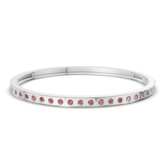 14ct White Gold Round Glow Classic Lab Diamond Openable Bangle Bracelet (3 Ct. Tw.) front image