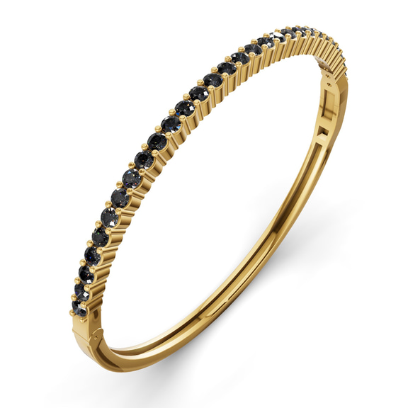 14ct Yellow Gold Round Embrace Lab Diamond Openable Bangle Bracelet (2 Ct. Tw.) right