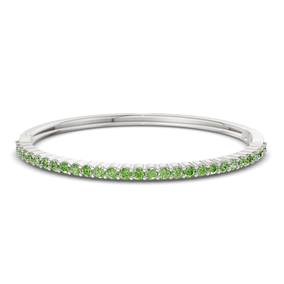 14ct White Gold Round Embrace Lab Diamond Openable Bangle Bracelet (1 Ct. Tw.) front image