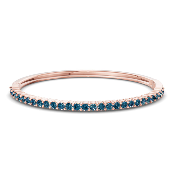 14ct Rose Gold Round Embrace Lab Diamond Openable Bangle Bracelet (1 Ct. Tw.) front image