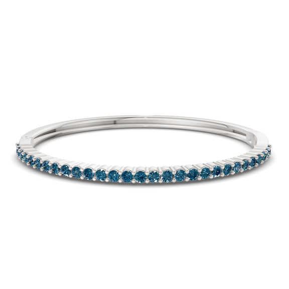 14kt White Gold Round Embrace Lab Diamond Openable Bangle Bracelet (1 Ct. Tw.) front image