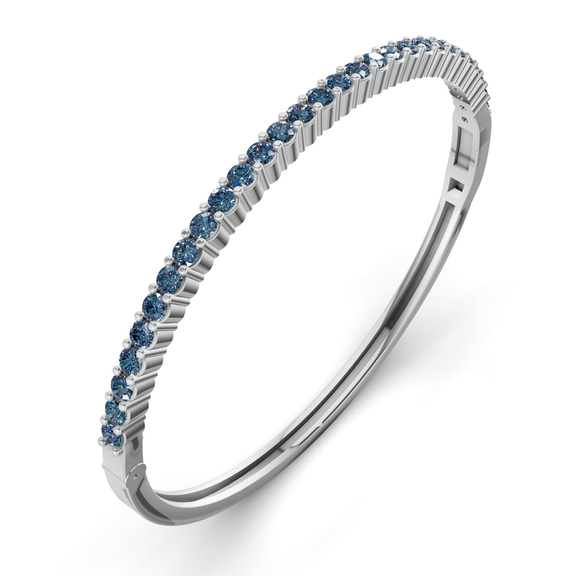 14kt White Gold Round Embrace Lab Diamond Openable Bangle Bracelet (1 Ct. Tw.) right
