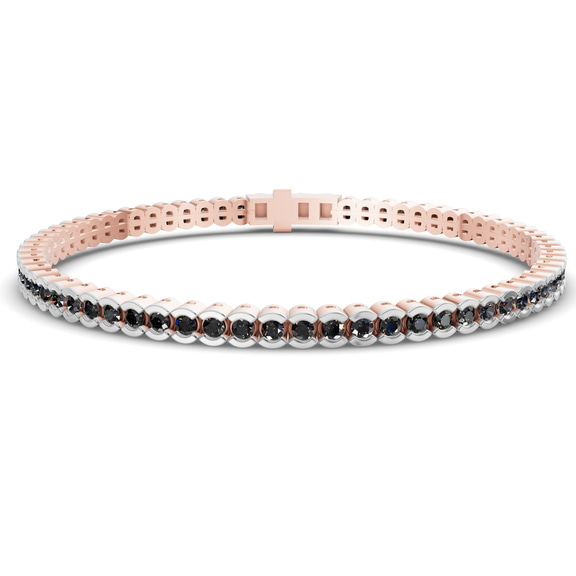 14kt Rose Gold Nemy Half Bezel Round Lab Diamond Tennis Bracelet (2 Ct. Tw.) front image