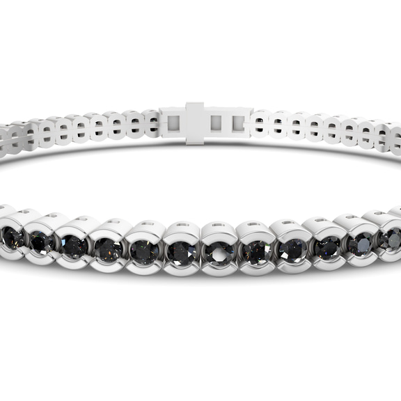 14kt White Gold Nemy Half Bezel Round Lab Diamond Tennis Bracelet (2 Ct. Tw.) right