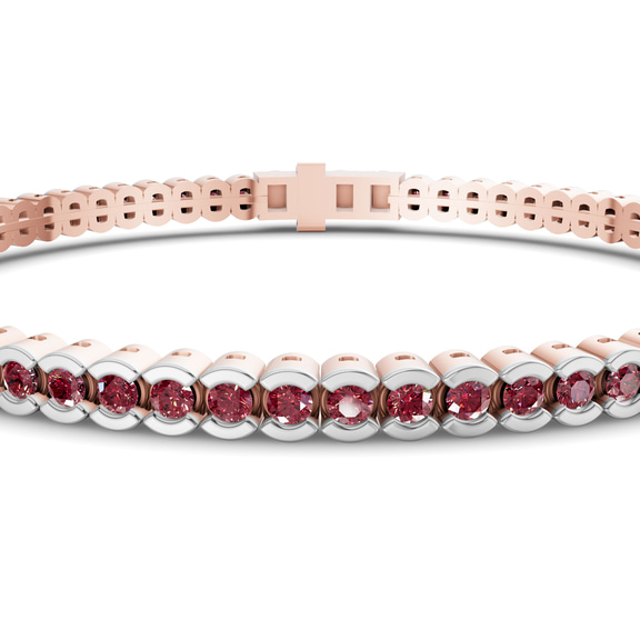 10kt Rose Gold Nemy Half Bezel Round Lab Diamond Tennis Bracelet (2 Ct. Tw.) right