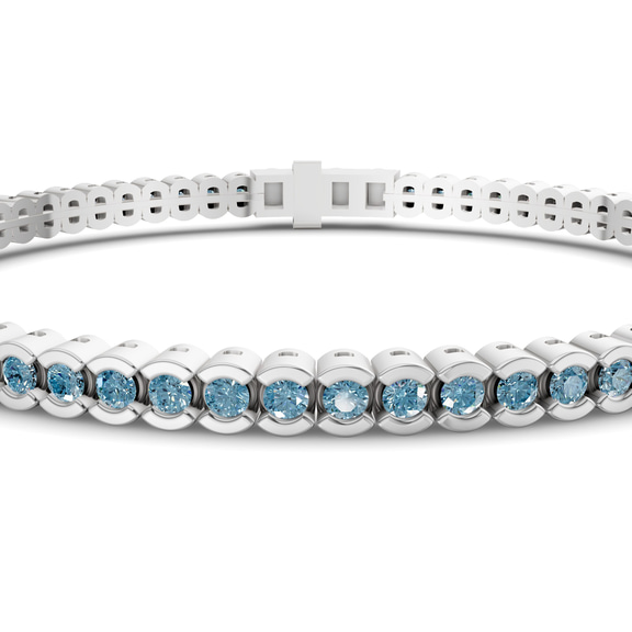 14kt White Gold Nemy Half Bezel Round Lab Diamond Tennis Bracelet (2 Ct. Tw.) right