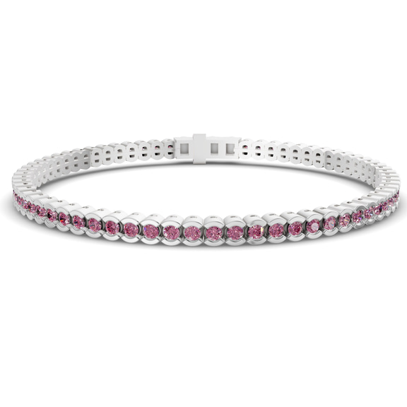 14kt White Gold Nemy Half Bezel Round Lab Diamond Tennis Bracelet (2 Ct. Tw.) front image