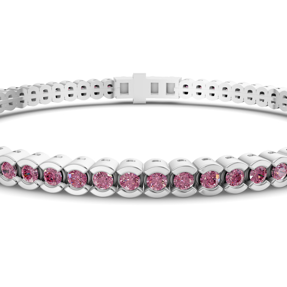 14kt White Gold Nemy Half Bezel Round Lab Diamond Tennis Bracelet (2 Ct. Tw.) right