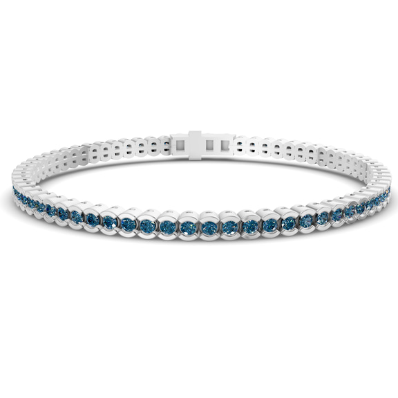 14kt White Gold Nemy Half Bezel Round Lab Diamond Tennis Bracelet (2 Ct. Tw.) front image