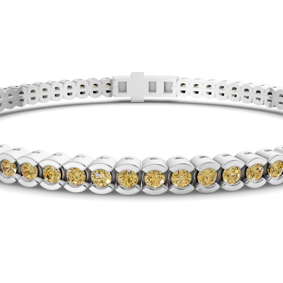 14kt White Gold Nemy Half Bezel Round Lab Diamond Tennis Bracelet (2 Ct. Tw.) right