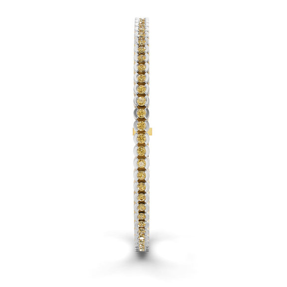 9ct Yellow Gold Nemy Half Bezel Round Lab Diamond Tennis Bracelet (2 Ct. Tw.) left