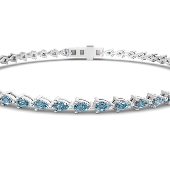 Platinum Serene Pear Lab Diamond Tennis Bracelet (20 Ct. Tw.) side right image one