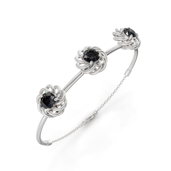 14kt White Gold Spiral Eleve Round Lab Diamond openable bracelet (2 Ct. Tw.) right
