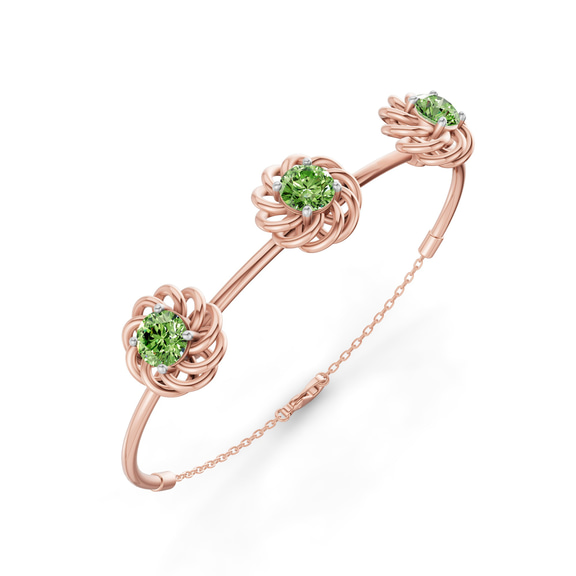 14kt Rose Gold Spiral Eleve Round Lab Diamond openable bracelet (2 Ct. Tw.) right