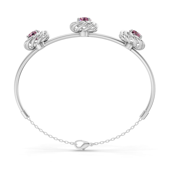 14kt White Gold Spiral Eleve Round Lab Diamond openable bracelet (1 Ct. Tw.) left