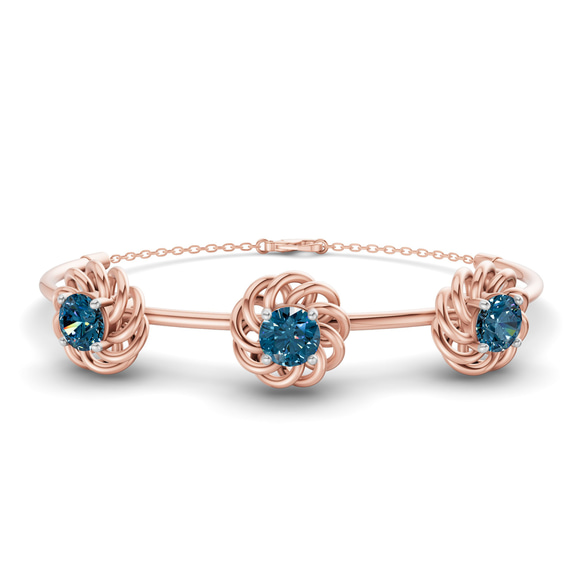 14ct Rose Gold Spiral Eleve Round Lab Diamond openable bracelet (5 Ct. Tw.) front image