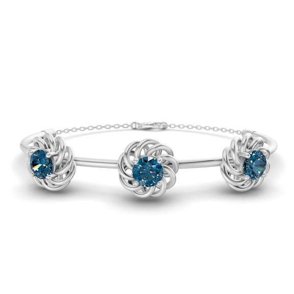 14kt White Gold Spiral Eleve Round Lab Diamond openable bracelet (1 Ct. Tw.) front image