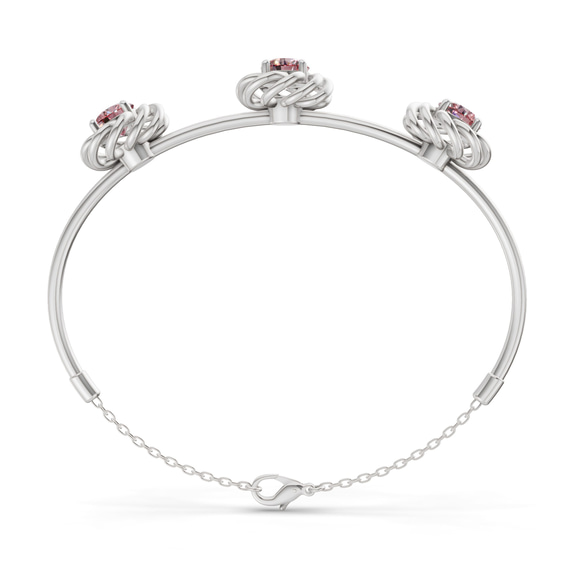 14kt White Gold Spiral Eleve Round Lab Diamond openable bracelet (1 Ct. Tw.) left