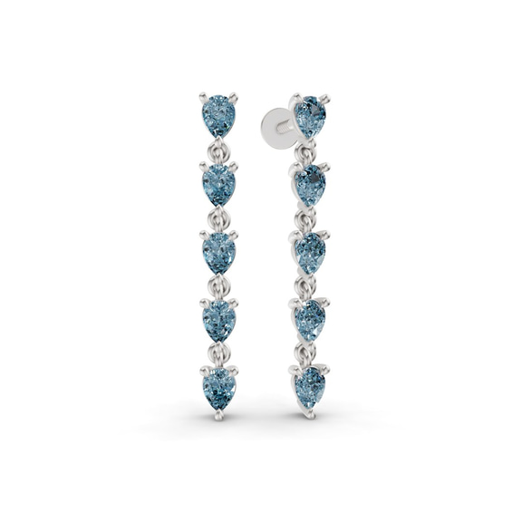 10kt White Gold Salvia Fashion Lab Diamond Dangle Earrings (1 Ct. Tw.) left