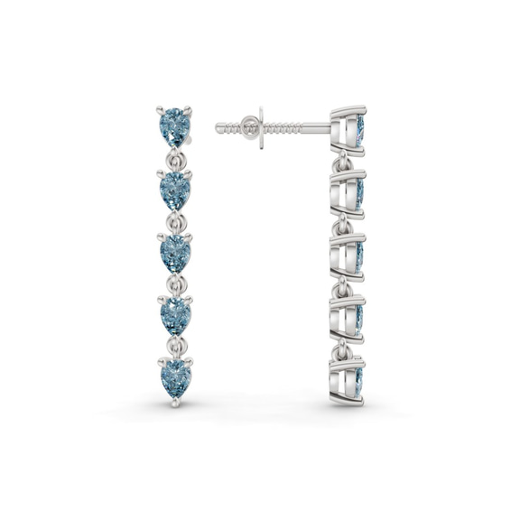 10kt White Gold Salvia Fashion Lab Diamond Dangle Earrings (1 Ct. Tw.) right