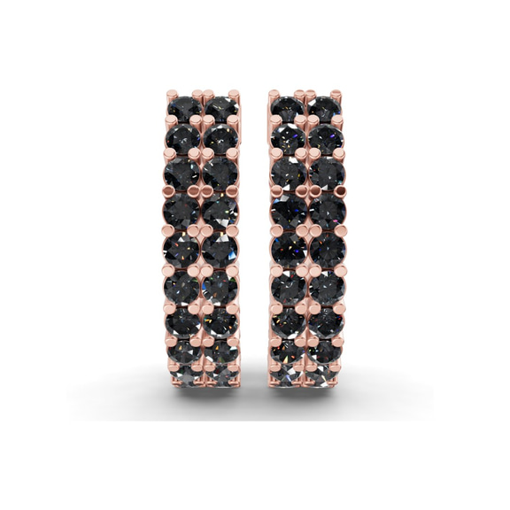 9ct Rose Gold Gracie Double Row Round Lab Diamond Hoop Earrings (5 Ct. Tw.) right