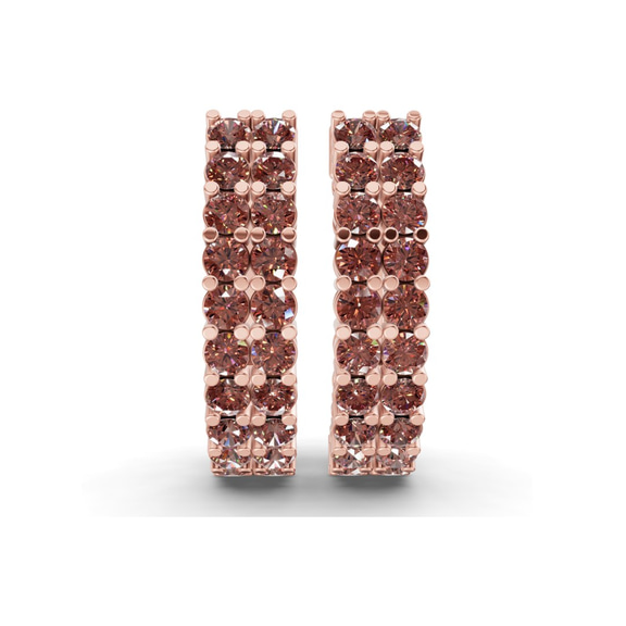 9ct Rose Gold Gracie Double Row Round Lab Diamond Hoop Earrings (8 Ct. Tw.) right