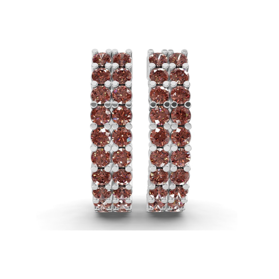 Platinum Gracie Double Row Round Lab Diamond Hoop Earrings (8 Ct. Tw.) right