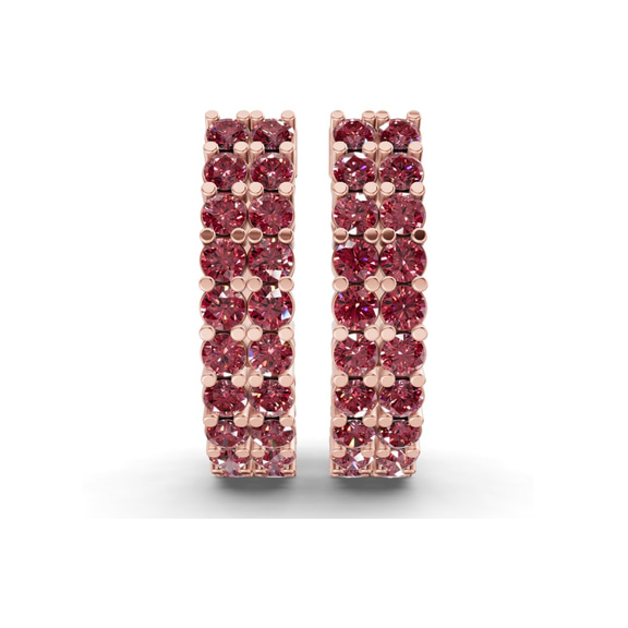 9ct Rose Gold Gracie Double Row Round Lab Diamond Hoop Earrings (5 Ct. Tw.) right