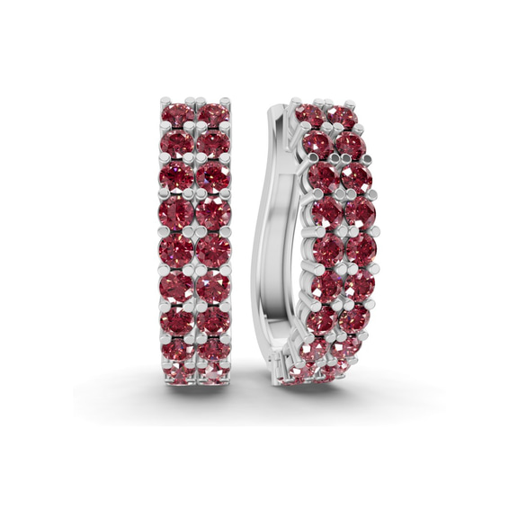 Platinum Gracie Double Row Round Lab Diamond Hoop Earrings (4 Ct. Tw.) front image