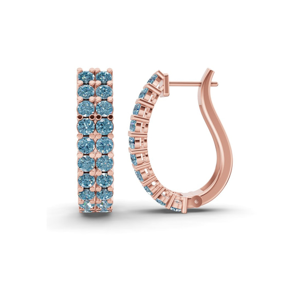 9ct Rose Gold Gracie Double Row Round Lab Diamond Hoop Earrings (1 Ct. Tw.) left