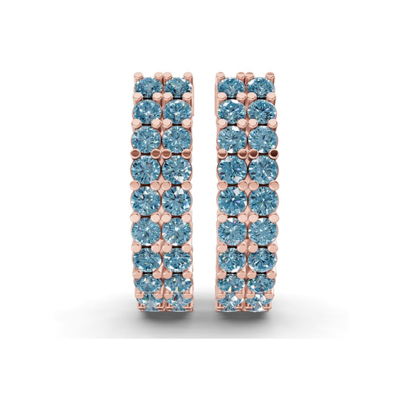 9ct Rose Gold Gracie Double Row Round Lab Diamond Hoop Earrings (1 Ct. Tw.) right